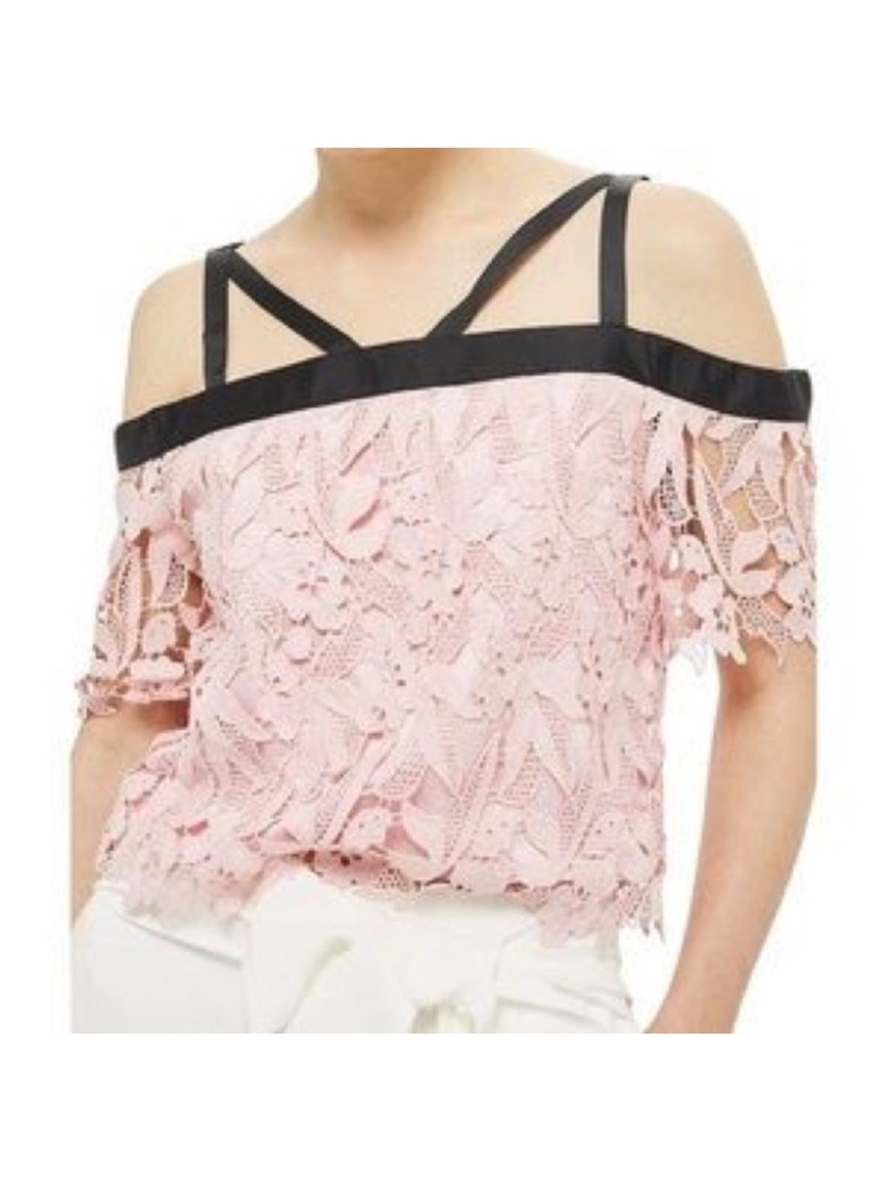 Top Shop Pink Lace off the shoulder top